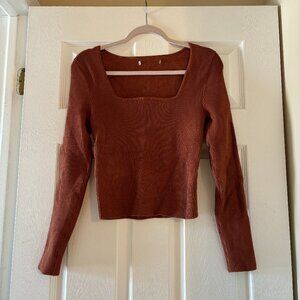 Abercrombie Burnt Orange Square Neck Long Sleeve Knit top size medium
